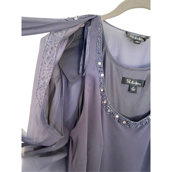 SL fashions two piece tiered dress with cover up jacket size 14 ￼ - Picture 5 of 8